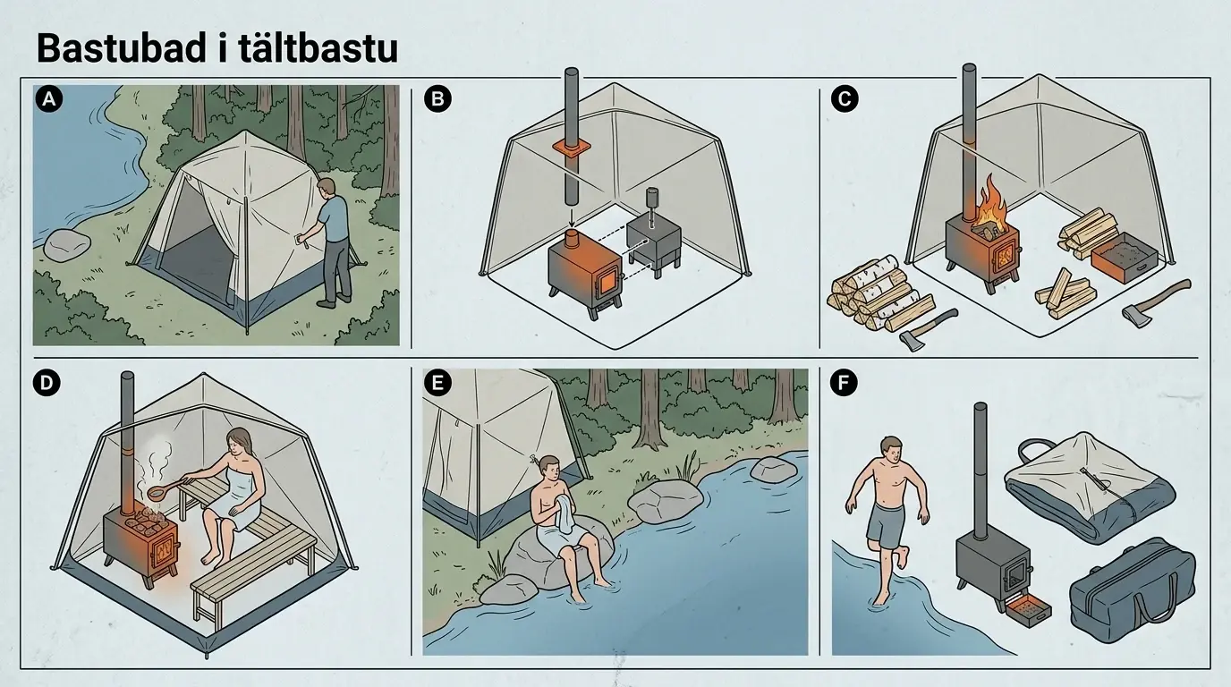 Bastubad i tältbastu: hela passet steg för steg