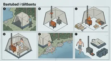 Bastubad i tältbastu: hela passet steg för steg